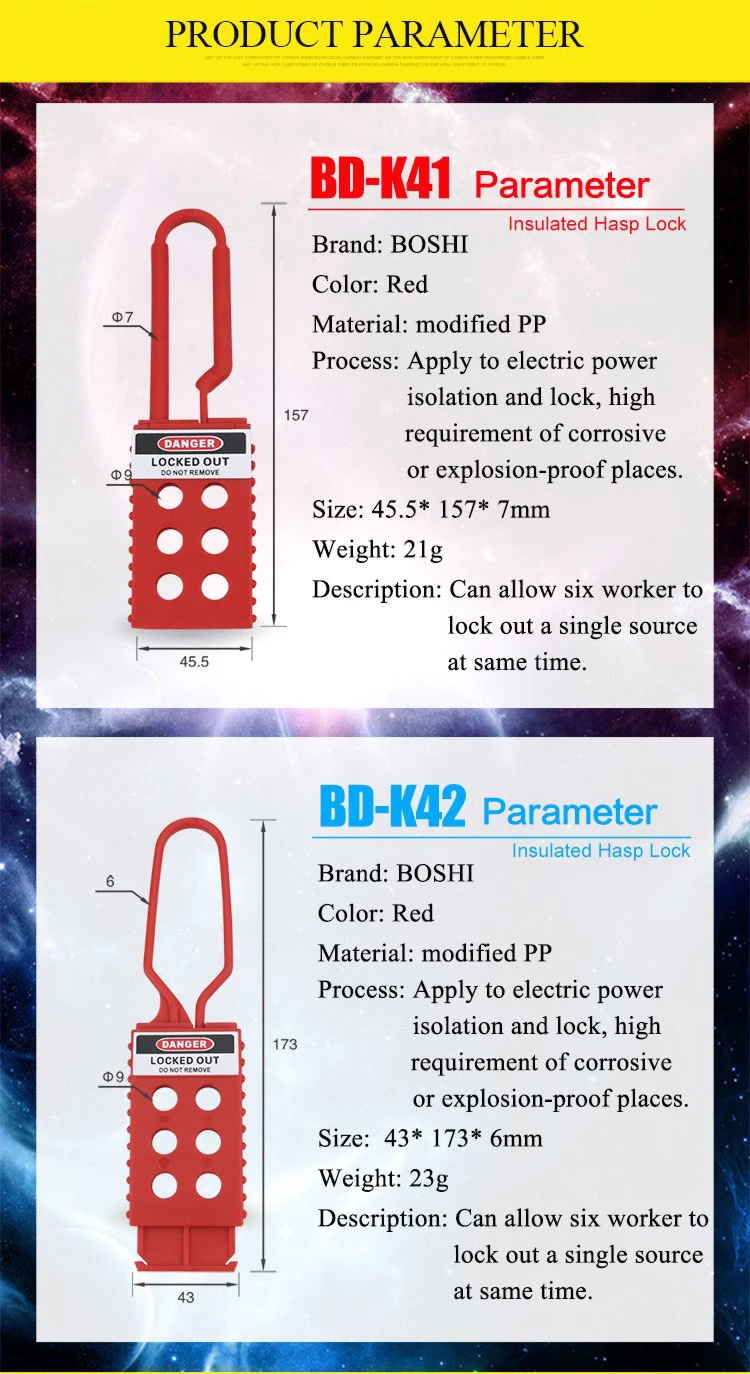 Non-Conductive Nylon Lockout Hasp with 6 Padlocks