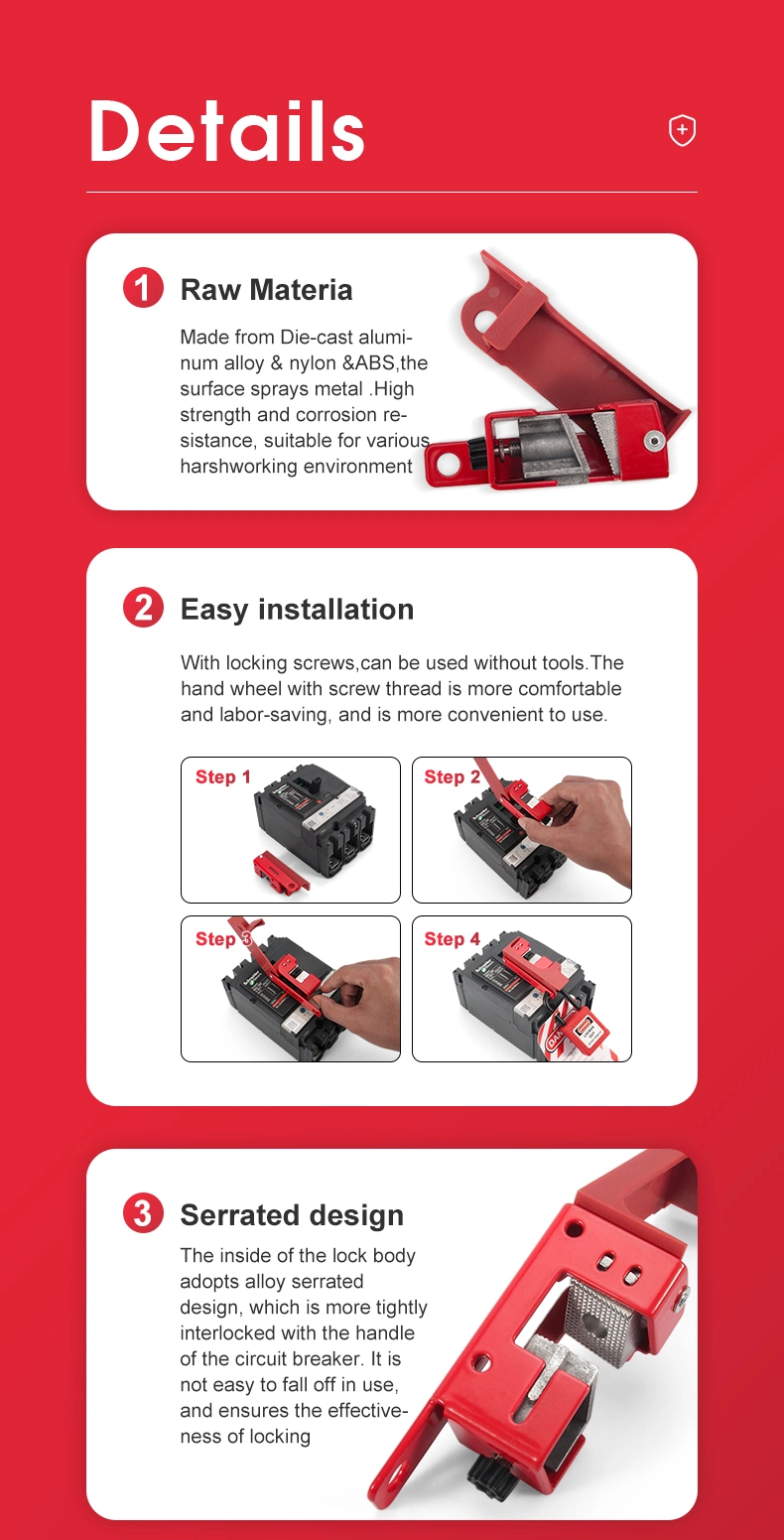 Loto Universal Compact Grip Tight Circuit Breaker Lockout Device for Electrical Insulation Lockout/Tagout