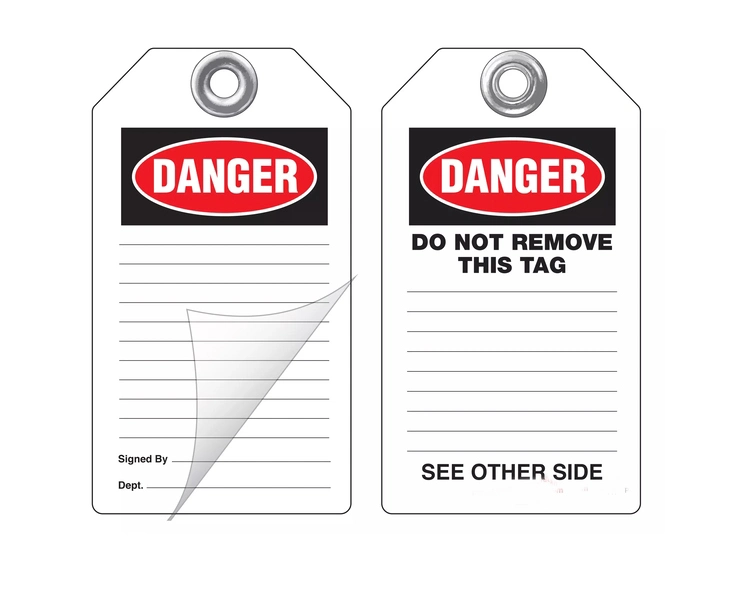 Custom Plastic Vinyl Danger Self-Laminating Peel and Stick Safety Tag