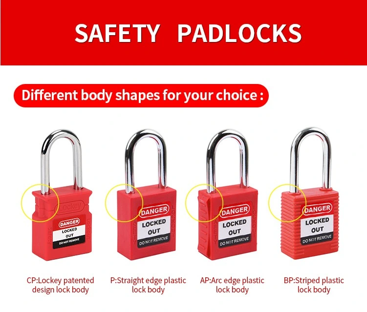 Insulation Keyed Differ Plastic Safety Padlock with 76mm Long Shackle